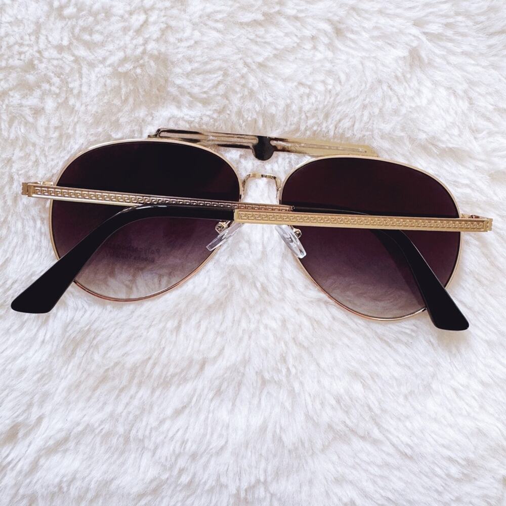 Donna Black W/ Gold Rim Aviator Sunglasses - Picture 11 of 11
